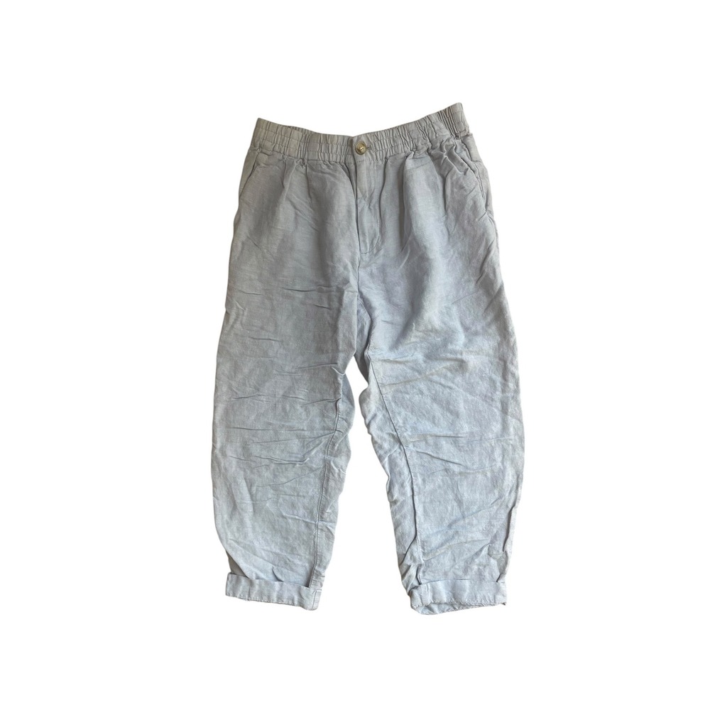 Madewell Light Blue Linen Blend Pull On Relaxed Crop Pants XS